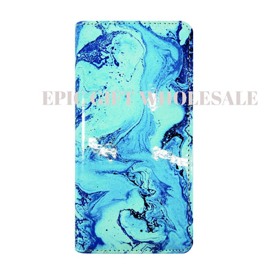 Lady's Long Zippered Wallet - Marble (Azure)